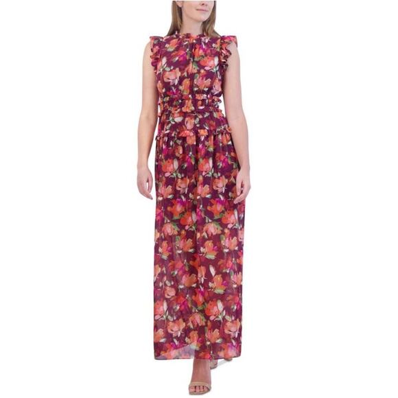 Vince Camuto Dresses & Skirts - Vince Camuto Ruffled Chiffon Floral Maxi Dress